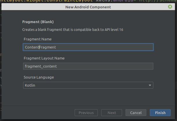 Создание фрагмента